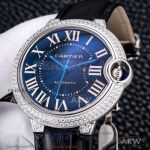V6 Factory Ballon Bleu De Cartier Blue Dial Diamond Case Automatic Couple Watch
